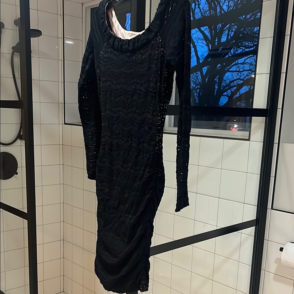 Elegant Black BCBG Lace Evening Dress